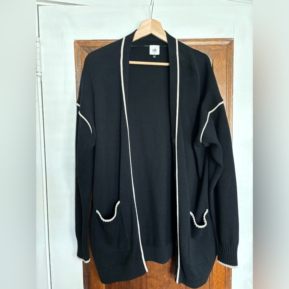 cabi Comfort Cardigan Medium Black and White
